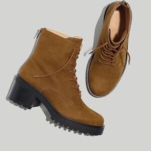 Madewell The Bradley Lace-Up Lugsole Boot Color Burled Wood Size 8